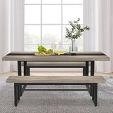 STHOUYN 59” Dining Bench Pair of 2 for 6-8 Person, Farmhouse Indoor Kitchen Table Benches, Bed Bench, Industrial Shoe Bench, Entryway Benches (Grey 2pcs) STHOUYN