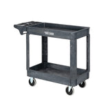 TUFFIOM Plastic Service Utility Cart with Wheels,550lbs Capacity,Heavy Duty Tub Storage Cart W/Deep Shelves, Multipurpose Rolling 2-Tier Mobile Storage Organizer, for Warehouse Garage industrial Cart TUFFIOM