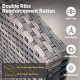 ovios Patio Furniture Set, 7 Piece Outdoor Wicker Sofa with Swivel Rocking Chairs, Loveseat and Comfy Cushions, High Back Rattan Couch Conversation Set, Beige ovios