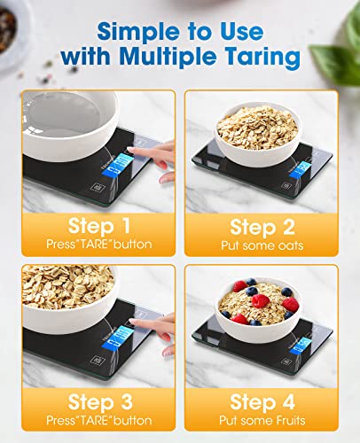 Nicewell Food Scale Digital Weight Grams and oz, 22lb Kitchen Scale for Cooking Baking, 1g/0.1oz Precise Graduation, Sleek Tempered Glass Platform