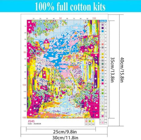 Landscape Stamped Cross Stitch Kits - Seaside Scenery Needlepoint Counted Cross Stitch Kits for Beginners Adults Patterns Dimensions Needlecrafts Embroidery Kits Arts and Crafts WUSARPLY