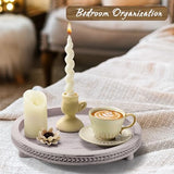 Handmade Wooden Serving Tray, Small Beaded Coffee Table Tray Decor, Grey Round Decorative Tray for Coffee Table, Dining Room Table Entryway and KULEDM