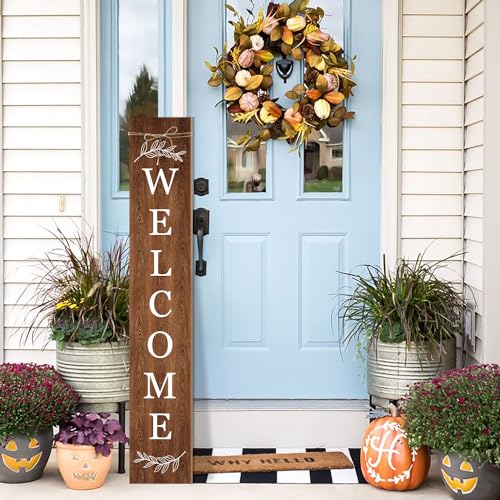 Welcome Porch Sign Decor Wooden Hanging Sign Door Porch Standing Decorative Signs Plaques for Front Door Farmhouse Outdoor Indoor Welcome Sign Wall Craft Decor 47.2"H - WoodArtSupply