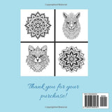 Mindfullness Coloring Book for Adults: 25 Zen Animals and 25 Mandalas WoodArtSupply