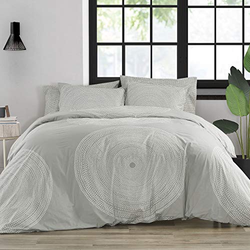 Marimekko - King Duvet Cover Set, Smooth Cotton Percale Bedding with Matching Shams, Lightweight Home Decor (Fokus Grey, King) MARIMEKKO