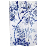 Red Lantern 6 ft. Tall Blue Toile Double Sided Room Divider 3 Panel Freestanding Folding Privacy Screen Partition and Separator for Modern and Contemporary Bedroom Home Office Dorm Red Lantern