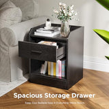 Lazzanto Nightstand with Hidden Drawer & Charging Station, Modern Bedside Table with Storage Drawer and Hidden Compartment, for Bedroom, AC Outlets, USB-A & USB-C Ports, Black Lazzanto
