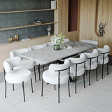 Modern Dining Table Set for 10,Expandable Dining Room Table Set,6-10 People Kitchen Table and Chairs Set with 63-78 in Marble Dinner Table Round Upholstered Boucle Chairs Ideal for Dining Room,Kitchen Hilknen