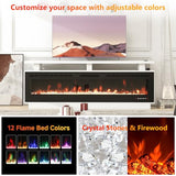 Fireplace TV Stand with 70" Smart Electric Fireplace, Wood Fireplace with Mantel, Modern Fire Place Cabinet with Socket for Living Room Farmhouse Entertainment Center (White, 70 ”) ROCSUMOO