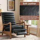 CANMOV Push Back Recliner Chair Set of 2, Faux Leather Pushback Reclining Chair with Padded Seat, Wingback Recliner Single Sofa Recliner for Living Room Apartment, Brown