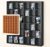 Jumbl Wood Shot Glass Wall Curio Display Case - Natural,16.5" Jumbl