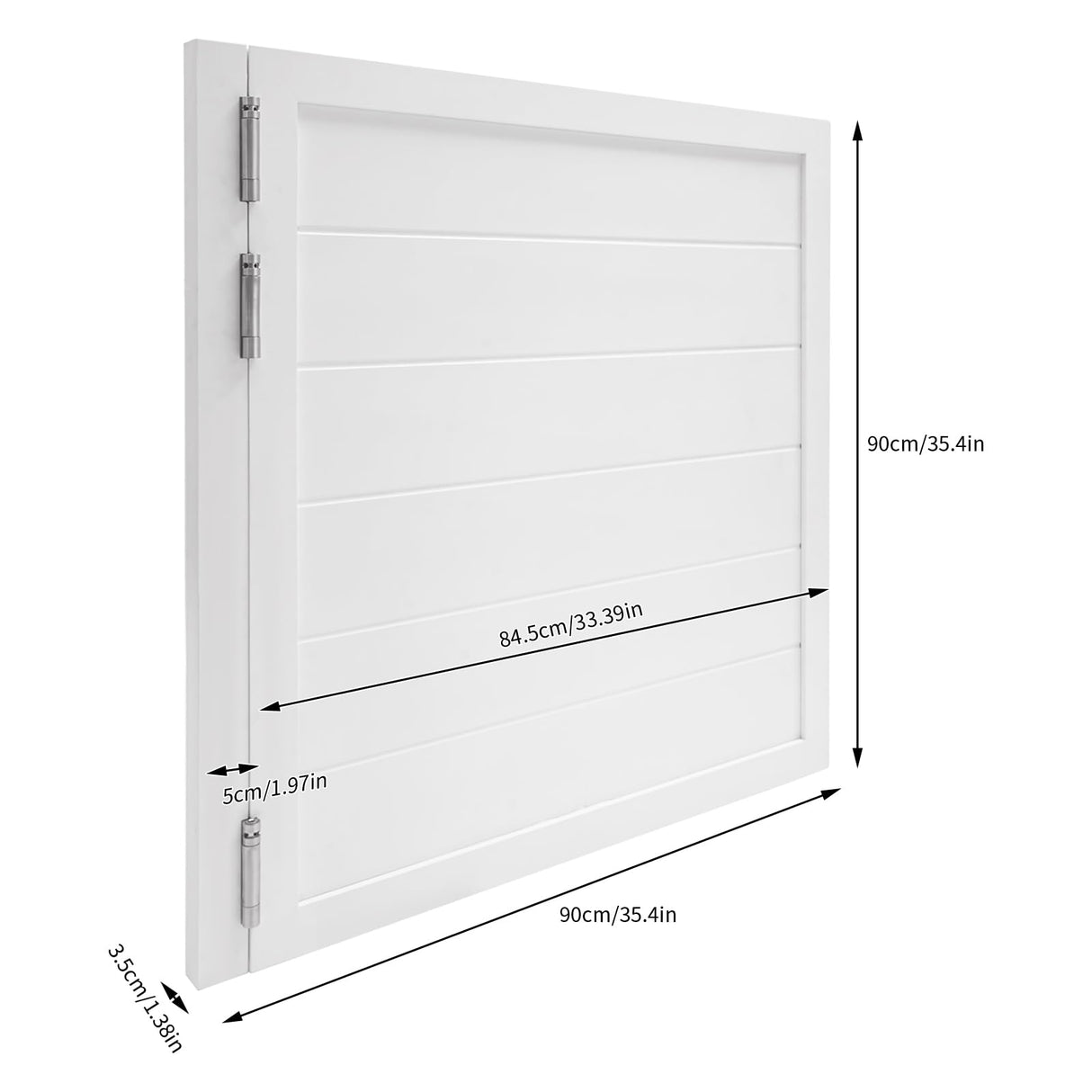 Swinging Door Solid Wood Cafe Swinging Door Porch Entrance Swinging Door 180° Opening Angle White for Home Cafes Restaurants Bars Cash Registers 90 * 90cm/35.4 * 35.4in QIUTMER