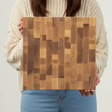 Personalization Universe Laurel Wreath Personalized Butcher Block Cutting Board, Custom Engraved Wood Cutting Board for Kitchen, Wedding Gift, Housewarming 12x12x1.25" - Made in USA Personalization Universe