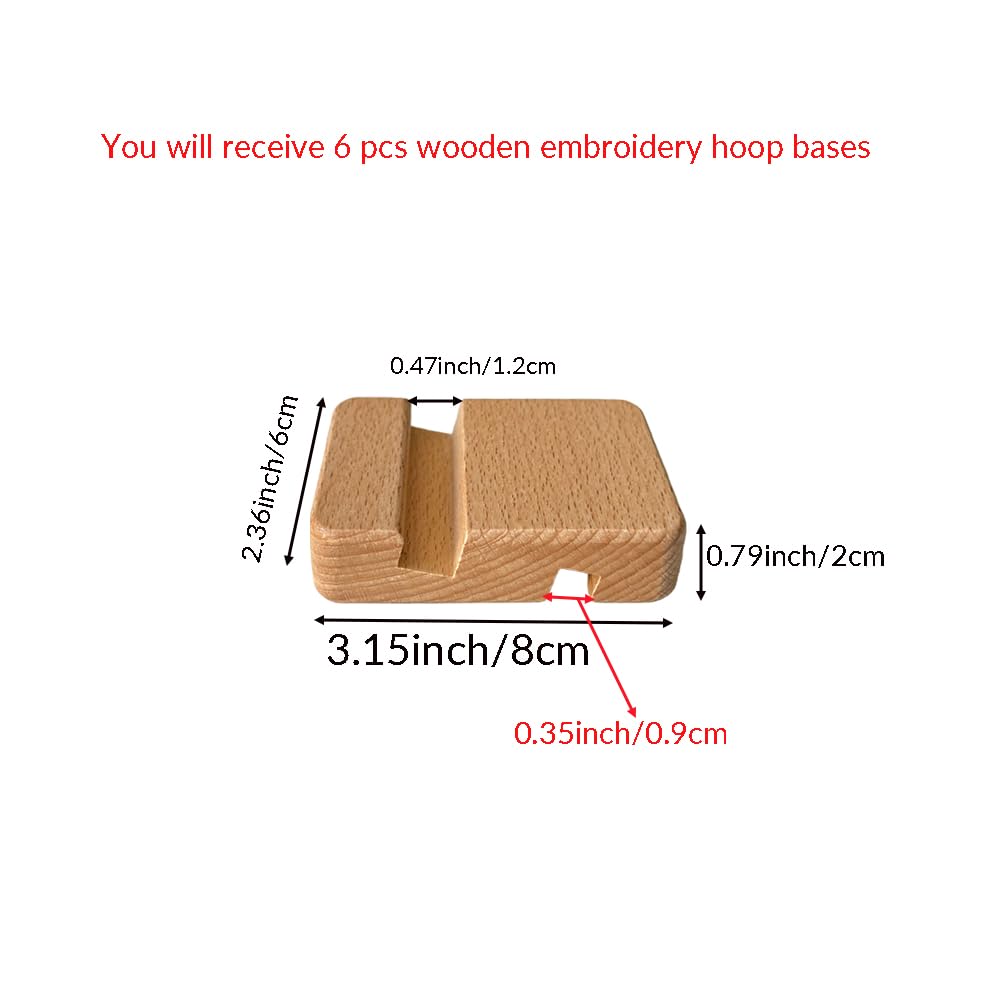 6 Pcs Wooden Embroidery Hoop Base, Cross Stitch Holder for Embroidery Display Stand TQFXGLL