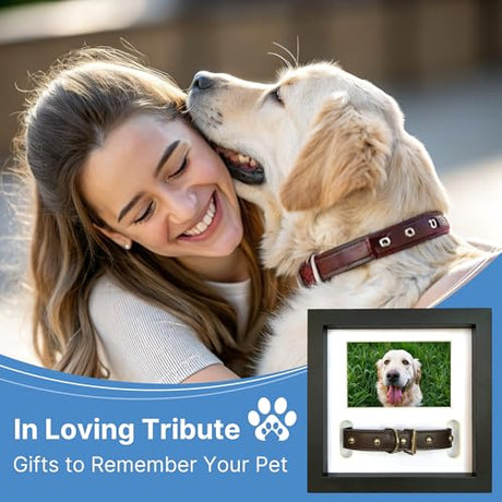 PAWCEPTIVE Dog Memorial Picture Frame with 5 Display Options- Dog Collar Memorial Frame Gift - Cat or Dog Pet Loss Gift for a Grieving Friend - Pet Remembrance Gift and Sympathy Photo Keepsake PAWCEPTIVE