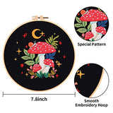Nuberlic 3 Pack Embroidery Kit for Adults Beginners, Stamped Cross Stitch Starter Kit with Mushroom Patterns, Embroidery Hoops, Threads, Needles & Instructions, DIY Needlepoint Craft Gift