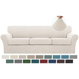 Turquoize 4 Piece Sofa Covers for 3 Cushion Couch Sofa Slipcover Soft Couch Cover for Dogs-Washable Sofa Furniture Covers with 3 Individual Large Cushion Covers, Feature Thick Fabric (XL Sofa, Ivory) Turquoize