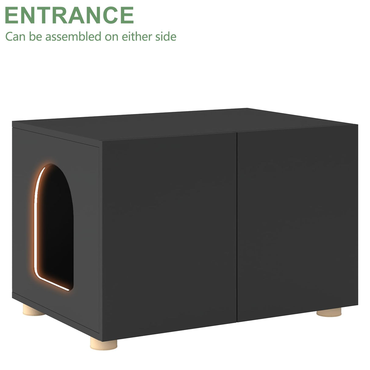 amunrbrek Cat Litter Box Enclosure, Litter Box Furniture, Stylish Modern Litter Box Cabinet, Wooden Cat House, End Table, Nightstand, Black amunrbrek