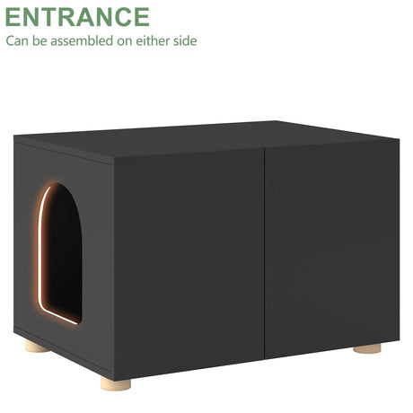 amunrbrek Cat Litter Box Enclosure, Litter Box Furniture, Stylish Modern Litter Box Cabinet, Wooden Cat House, End Table, Nightstand, Black amunrbrek