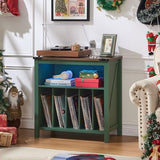 Joaxswe Large Record Player Table with Charging Station & LED Lights, Green Vinyl Record Storage Cabinet Holds up to 230 Albums, Turntable Stand with Display Shelf for Music Room Bedroom Living Room Joaxswe