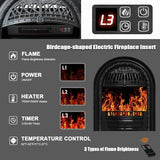 BOSHIRO 48" Electric Fireplace Tv Stand with Mantel, Entertainment Center with Black Birdcage Fire Place Heater & Carved Square Column Design for Living Room, Bedroom BOSHIRO