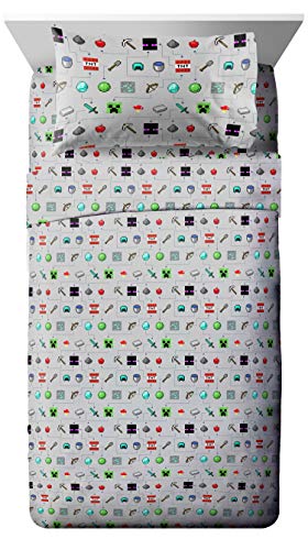 Jay Franco Minecraft Monster Hunters 4 Piece Twin Bed Set - Includes Reversible Comforter & Sheet Set - Bedding Features Creeper - Super Soft Fade Resistant Microfiber (Official Minecraft Product) Jay Franco