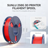 SUNLU PLA Filament 1.75mm Bundle, 3D Printer Filament Bundle 250g, 8 Rolls, 2kg Total, Black+White+Grey+Transparent+Red+Klein Blue+Sunny Orange+Green
