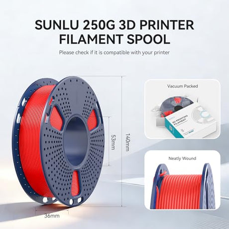 SUNLU 250G PLA Meta Filament Bundle, Fast Printing Meta PLA 3D Printer Filament 1.75mm, 250G, Total 8 Rolls Black+White+Grey+Sky Blue+Mint Green+Cherry Red+Sakura Pink+Lemon Yellow SUNLU