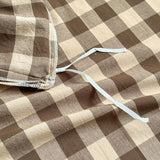 PinkMemory Brown Gingham Duvet Cover Set Queen 100% Washed Cotton Beige Plaid Checkered Duvet Cover Full 3pcs Modern Coffee Grid Gingham Bedding Set with Zipper Closure Ultra Soft Breathable PinkMemory