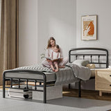 Blbeed Metal Twin Bed Frames,1500 Lbs Heavy Duty Bed Frames with Headboard,Noise-Free Design & 12" Underbed Storage,No Box Spring Needed/Tool-Free Assembly Blbeed