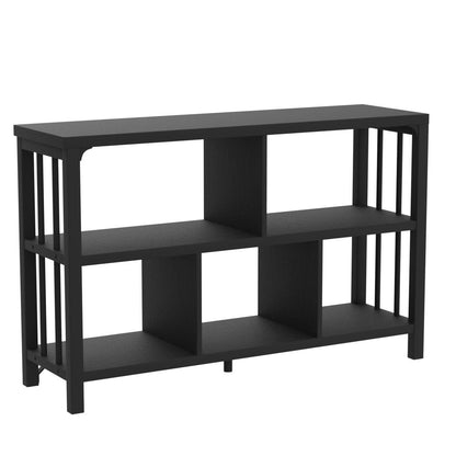 IBF Industrial Modern 5-Cube Storage Organizer Bookshelf in Black Oak, 47 Inch - WoodArtSupply