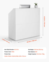 VEVOR Reception Desk, 46 Inch Rectangular Front Counter Table, Office Reception Desk, Retail Counter and Front Reception Counter, for Checkout, Lobby, Beauty Salon and Office, White VEVOR