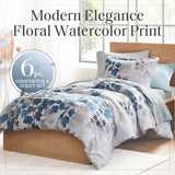Madison Park Twin XL Comforter Set with Sheets, Floral Bed in A Bag Soft Microfiber Comforter for Twin XL Size Bed, All Season Lightweight Comforters Twin XL Bed Set, Alexis, 6 Piece Blue Madison Park