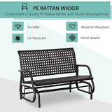 Outsunny Dark Grey 2-Person Outdoor Wicker Glider Bench with Extra Wide Seat Outsunny