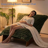 MAXYOYO Adjustable Living Room Chair, Convertible Bean Bag Chair & Recliner with Frame, Removable Cushion Floor Sofa Striped Fabric, Soft Upholstered Lounge for Bedroom, Dorm, Green