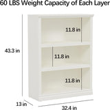 Bevfint Bookcase, Open Storage Book Cases/Shelves, Floor Standing Indoor Furniture 3 Shelf Book case for Farmhouse Library Office Bedroom Kids, White - 3 Tier Bevfint