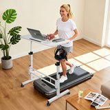 ADQZYWT Adjustable Standing Desk with Wheels, Portable Rolling Walking Pad Desk, Small Laptop Table for Home Office, Sit Stand Up Workstation, Size 15.7"x 31.5" White ADQZYWT