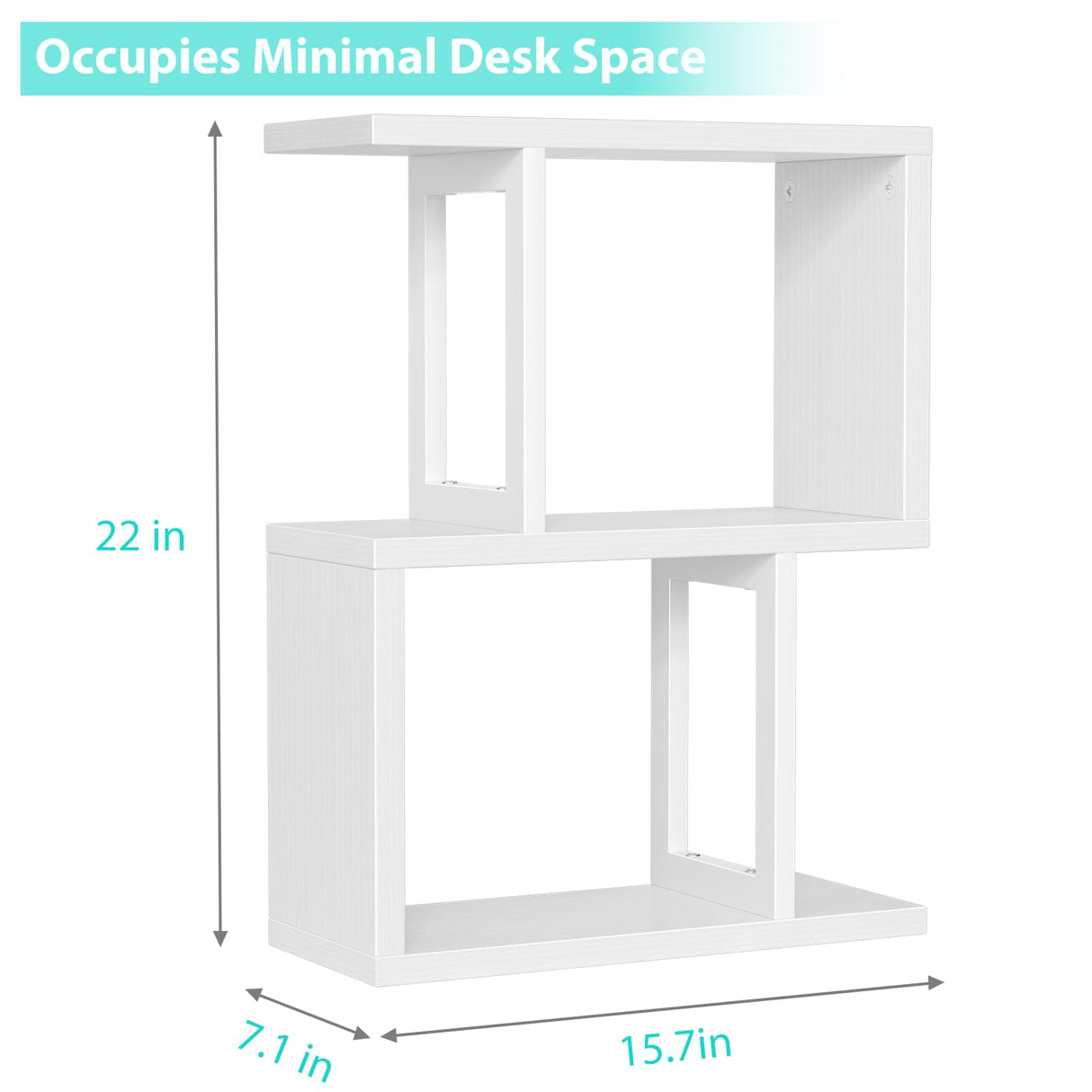 IGERI Small Desktop Bookshelf for Top of Desk Shelf - Mini White Table Bookcase 3-Tier Shelves Storage Book Organizer Hutch for Dorm Office College IGERI