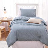 Wake In Cloud - Striped Cotton Duvet Cover Set, 100% Washed Cotton Textured Percale Bedding Set, Ticking Stripe Pinstripe Farmhouse, 3 Pieces, Denim Blue, Twin Size Wake In Cloud