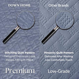DOWN HOME Queen Quilt Bedding Set with Shams, Vintage Washed Soft Quilted Blanket Thin Comforter Lightweight Bedspread Coverlet Bed Cover, Brushed Microfiber Stripe Stitching, Vintage Denim, 86"x90" DOWN HOME