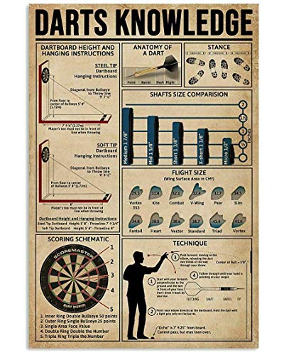 Vintage tin Sign Darts Knowledge Coffee Shop bar Club Metal Sign Wall Decorative Art Printing Poster 8x12 inches