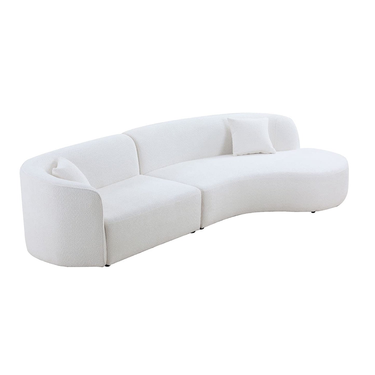 Luxury Modern Style Cloud Curved Sofa with Right Hand Facing Chaise Lounge, Oversized Boucle Couch 2-Piece Set for Living Room, Apartment, Cream Sectional