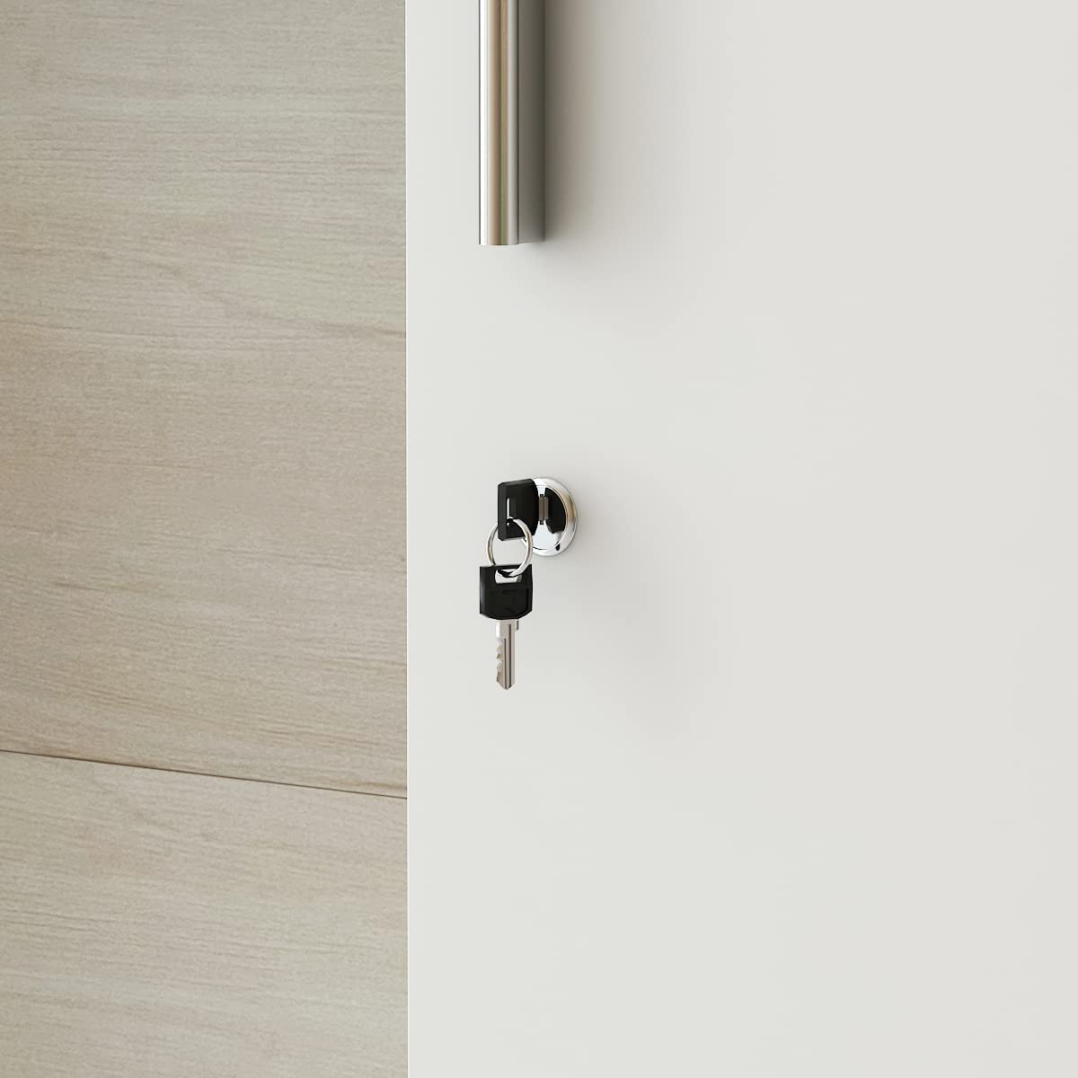 AIEGLE Large Reception Desk with Counter, Retail Counter with Private Lockable Storage & Adjustable Shelves, for Salon Reception Room Checkout Office, Natural and White (70.9" W) AIEGLE