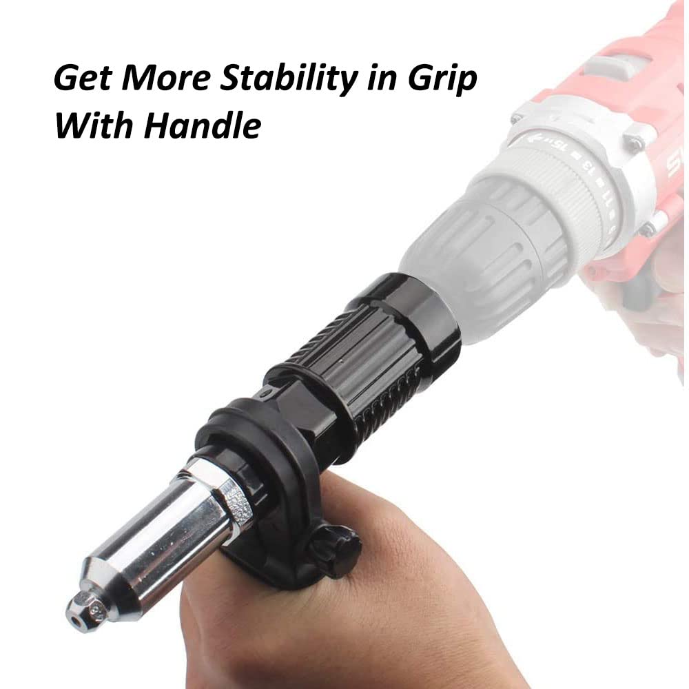LSLANSOON Rivet Gun Adapter Kit with Handle Grip Riveter Drill Attachment Riveting Hand Tool Insert Nut for Cordless Electric Power Drill LSLANSOON