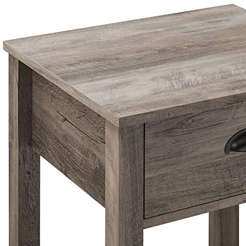 Walker Edison Farmhouse Square Side Accent Table Set-Living-Room Storage End Table with Storage Door Nightstand Bedroom, 18 Inch, Grey Wash - WoodArtSupply