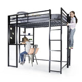 DHP Abode Full Size Metal Loft Bed, Black DHP