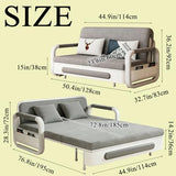 Horseo Pull-Out Sofa Daybed, Foldable Convertible Couch Bed with Hidden Compartment, Solid Wood and Sturdy Metal Frame & Easy Assembly, for Living Room, Guest Room (Light Grey, 50.4"-Standard) Horseo