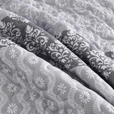 Boho Quilt Set Queen Size Gray Farmhouse Quilt Bedding Set Striped Lightweight Summer Bedspread Coverlet Bedding Set 96"x90" (3 Pieces) Cottolester