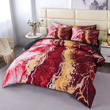 PERFEMET 6-Piece Marble Queen Comforter Red and Gold Bed in A Bag Set Abstract Burning Mountain Marble Bed Comforter Set Soft Luxury Retro Artwork Tie Dye Bed Set(Red, Queen) PERFEMET