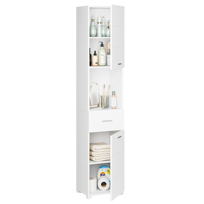 FOTOSOK 71" Tall Storage Cabinet, Thin Corner Floor Cabinet with Door, Bathroom Cabinet 6 Tier Display Shelf for Bathroom Living Room Office